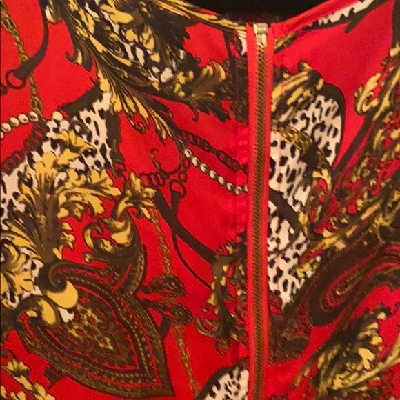 BB Dakota Red pattern blouse with zipper - Picture 3 of 4